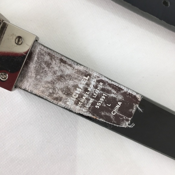 Michael Kors Thin Reversible Belt Black Patent Leather Silver Snakeskin Size L - Picture 11 of 14